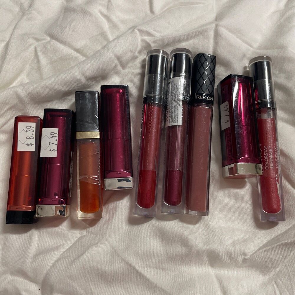 Drugstore Lipsticks and Gloss Bulk Lot - Revlon Color Stay Maybelline 9 Pieces